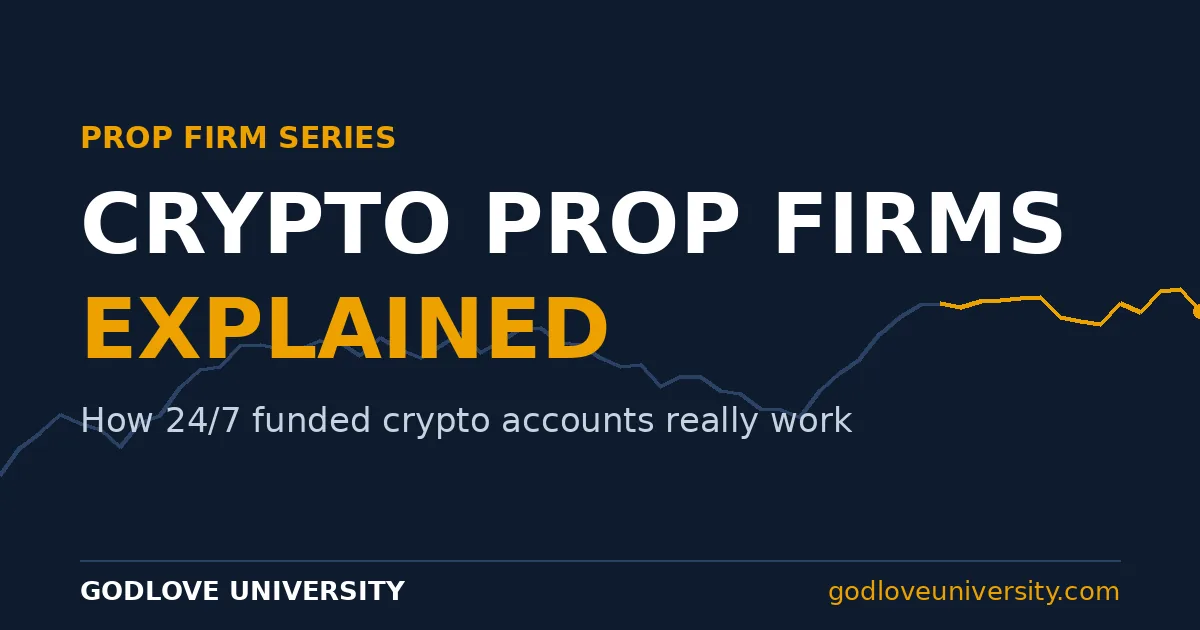 Crypto Prop Firms Explained — how 24/7 funded crypto accounts really work, Godlove University branded card