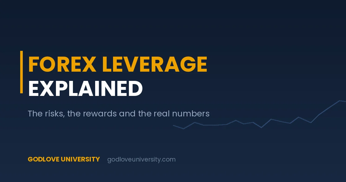 Forex leverage explained - Godlove University branded cover card on the risks and rewards of leverage